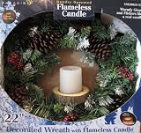 22" Flameless Candle Christmas Wreath Battery Operated