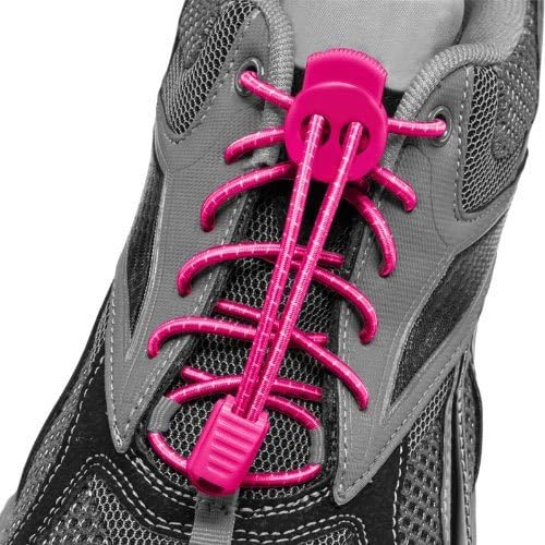 Slide Lock Laces Elastic Shoelace and Fastening System (Pink)