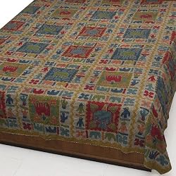 Bedroom Accessories Cotton Block Print Bedcover Size Queen (bcov551)