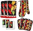 J & M Home Fashions 8-Piece Printed Kitchen Towel Set, Caliente