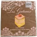6 Pack of Les Gateaux (Cakes) Colorful Napkins Pack Luncheon Size 6.5 by 6.5 inches, pack of 20