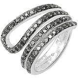 0.74 Carat Genuine Black Diamond Sterling Silver Ring
