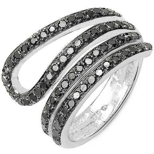 0.74 Carat Genuine Black Diamond Sterling Silver Ring