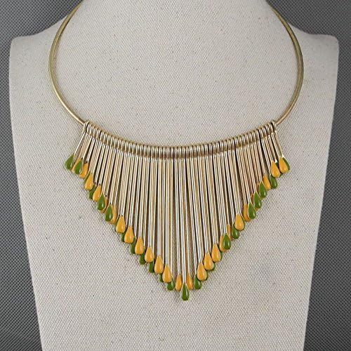 2 PCS Fashion Jewelry Necklace Long Chain Pendent Sweater Collar Bib Choker Collier Golden Enamel Earpicks Tassle Collar