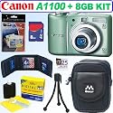 Canon PowerShot A1100IS 12.1 MP Digital Camera (Green) + 8GB Accessory Kit