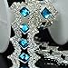 Seasofbeauty Blue Zircon Resin Clear Glass Rhinestone Sewing Costume Wedding Silver Trim 1 Yards