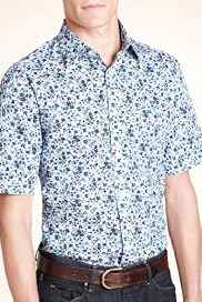 Autograph Pure Cotton Mini Floral Print Shirt [T25-3120A-S]
