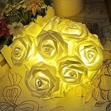 Honeysmart 　LEDライト 20球 ホワイトローズ クリア クリスマス 飾り イルミネーションライト 電飾 LED 電池式 乾電池(イエロー)