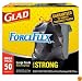Glad Force Flex Extra Strong Outdoor Drawstring Trash Bags, Large, 50 Count