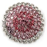 Pink Crystal Corsage Brooch (Silver Tone)