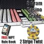 1,000 Ct 2 Stripe Twist 8 Gram Clay Poker Chip Set w/ Aluminum Case & Free WPT Book