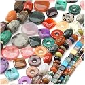 Gemstone Bead Lot Mix #3 Assorted Shapes, Sizes, Colors 70 Inches Total