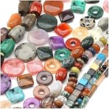 Gemstone Bead Lot Mix #3 Assorted Shapes, Sizes, Colors 70 Inches
Total