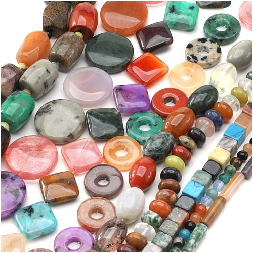 External hard drive:Gemstone Bead Lot Mix #3 Assorted Shapes, Sizes, Colors 70 Inches Total