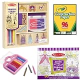 Melissa & Doug Wooden Princess Stamp Set, Princess Crayons, Jumbo Coloring Pad and Crayola Construction Paper (96 Count)