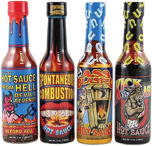 Extreme Heat Hot Sauce Set Of 4 - Habanaro Pepper Spice Lover Condiments