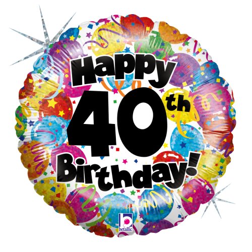 Betallic F86357P - Folienballon 18 Zoll - 40th Birthday, holografisch