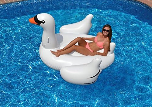 Original International Leisure Inflatable Giant Swan Pool Toy Lounge, 75 inches