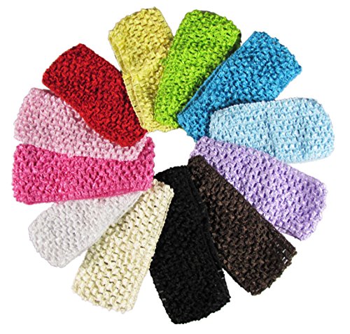Ship From USA--HipGirl Boutique Girls 12pc 2.75" Crochet Headband Value Pack