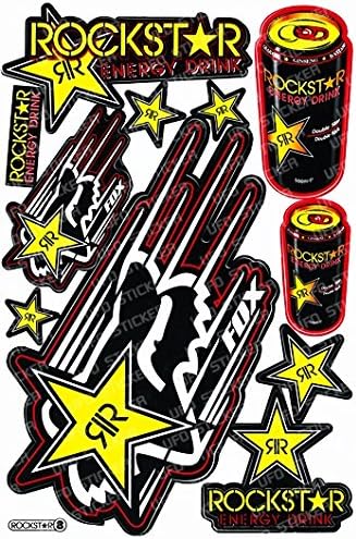 1 Rockstar Energy Drink Metal Mulisha Yamaha Kawasaki Motorcross Race Racing F1 Logo Sponsor Sticker Decal Skateboard Car Bike Bicycle Kid Wall Helmet Decoration Red RS8YW