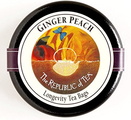 The Republic of Tea Ginger Peach Black Tea Tin 6-Count 2 oz each (1 Item Per Order)