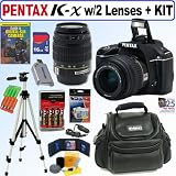 Pentax K-x 12.4 MP Digital SLR Camera (Black) with 18-55mm f/3.5-5.6 AL Zoom Lens and 50-200mm f/4-5.6 SMCP-DA ED Zoom Lens + 16GB Deluxe Accessory Kit