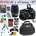 Pentax K-x 12.4 MP Digital SLR Camera (Black) with 18-55mm f/3.5-5.6 AL Zoom Lens and 50-200mm f/4-5.6 SMCP-DA ED Zoom Lens + 16GB Deluxe Accessory Kit