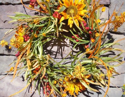 Mills Floral Sunflower and Fall Grass Wreath, 24-Inch