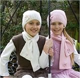 Sue Hill Scarf with Knitted Flower cream