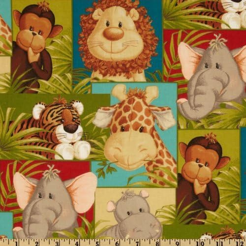 1 Yard - Jungle Babies Patchwork Fleece Fabric - by Patty Reed (Great for Quilting, Throws, Sewing, Craft Projects, Wall Hangings, and More) 1 Yard x 60"