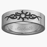 Men's Titanium & Diamond Tribal Band