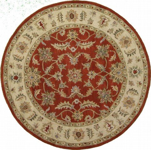 6'6 x 6'6 Rust Red Hand Tufted Wool Agra Round Rug
