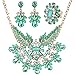 Zhenhui 3 Pieces Luxury Jewelry Sets Fashion Gold Tone Angel Wing Water Drop Shape Crystal Statement Necklace Drop Dangle Earrings Ring Set for Women
