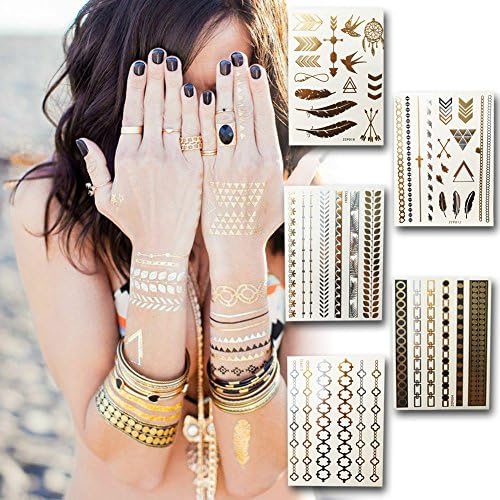 GODDESS EDITION - Gold Temporary Tattoos + Silver and Black - by Voodoo Tattoo (Total Goddess)