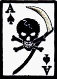 Ace of Spades - Skull & Crossbones with Sickle - Embroidered Iron On or Sew On Patch