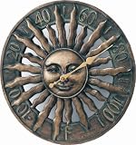 Hen-Feathers 13124DWCA 14-3/4-Inch Diameter by 1-1/2-Inch Deep Bronze Sunburst Thermometer
