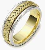 Woven Style Two-Tone 7mm 14 Karat Gold Wedding Band Ring