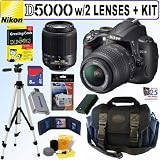 Nikon D5000 12.3 MP DX Digital SLR Camera with 18-55mm f/3.5-5.6G AF-S DX VR and 55-200mm f/4-5.6G ED IF AF-S DX VR Zoom-Nikkor Lens + 8GB Deluxe Accessory Kit