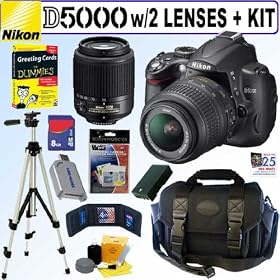 Click here to buy Nikon D5000 12.3 MP DX Digital SLR Camera with 18-55mm f 3.5-5.6G AF-S DX VR and 55-200mm....