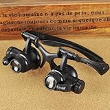 douself Portable Handsfree Watch Repair Glasses Eyewear Magnifier Loupe with Adjustable LED 4 Lens magnifications(10X 15X 20X 25X) for Mechanical Processing, Electronic Repair, Jewelry Appraisal, Timepieces Repair and Miniature Engraving