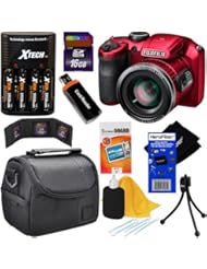 Photography: Fujifilm FinePix S6800 16MP Digital Camera with 30x Optical Zoom, Full HD Movie and 3-Inch LCD (Red) + 4 AA Batteries with Charger + 8pc Bundle 16GB Accessory Kit w/ HeroFiber? Ultra Gentle Cleaning Cloth - FUJIFILM