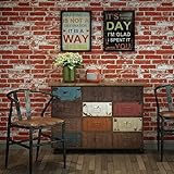 Auralum DIY 3D レンガ 模様 壁紙 防水 アンティーク調 ルームインテリア リビング リフォーム 室内 おしゃれ ノリなし 53cm×10m (赤)