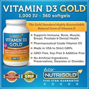 Vitamin D3 1000 IU, 360 Mini Softgels (GMO-free, Preservative-free, Soy-free, USP Grade Natural Vitamin D in Organic Olive Oil)