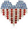 Image of Red, White and Blue Crystal American Flag Heart Pin by Margot Townsend