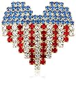Red, White and Blue Crystal American Flag Heart Pin by Margot Townsend