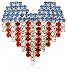 Red, White and Blue Crystal American Flag Heart Pin by Margot Townsend