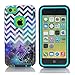 iPhone 5C Case, MOKOU Hybrid High Impact 3 Layers Chevron with Anchor on Galaxy Pattern Hard Back Cover Case for iphone5c