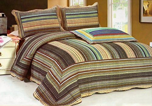 Psychedelic Cotton 3-piece Quilt Bedspread Bed Cover Coverlet Set Queen 90" x 90"