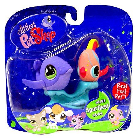 Littlest Pet Shop Purple Whale and Angel Fish # 643 and 644
