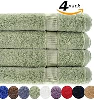 4 Luxury Combed Cotton Large Bath Towels - Sage Green